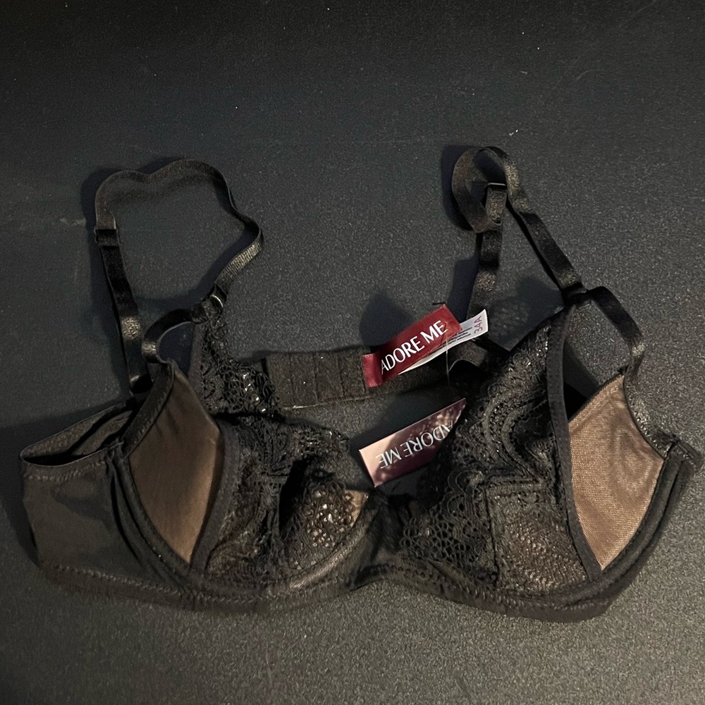 NWT Adore Me Black Lace Balconette Bra